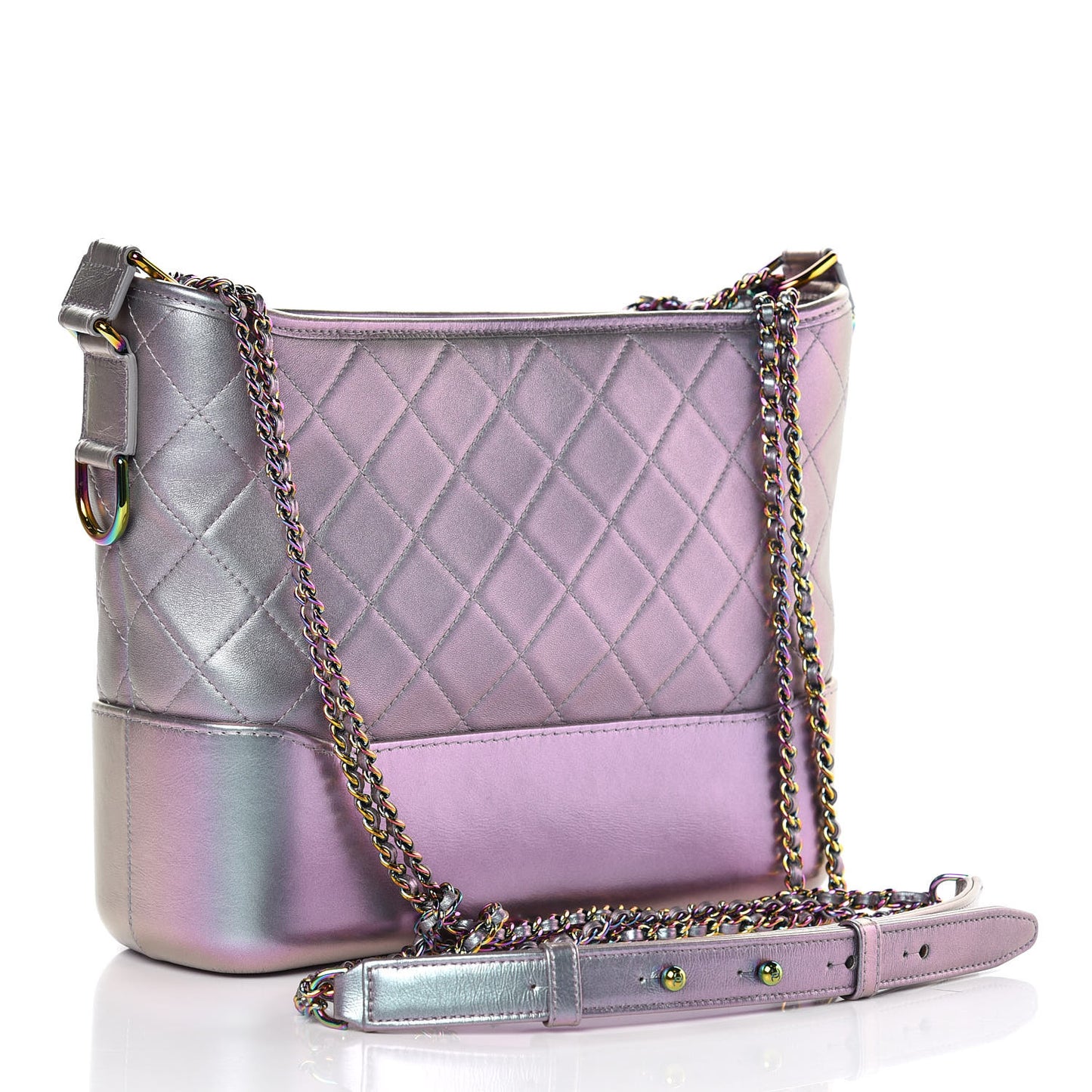 Iridescent Lambskin Calfskin Quilted Medium Gabrielle Hobo Light Purple