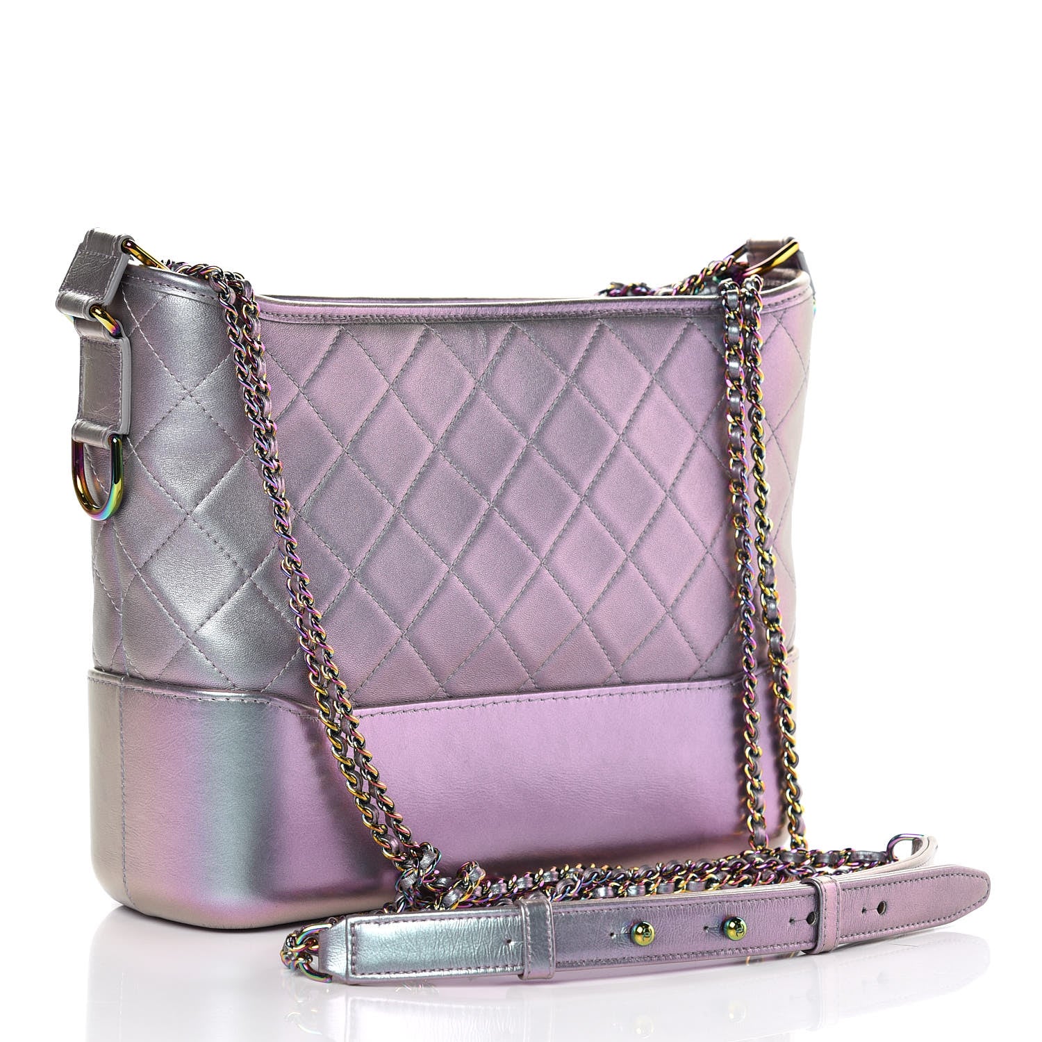 Chanel Iridescent Lambskin Calfskin Quilted Medium Gabrielle Hobo Light Purple 3 of 8