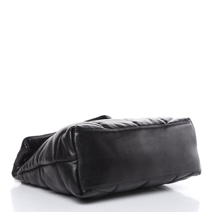 Saint Laurent Lambskin Quilted Medium Loulou Puffer Monogram Chain Satchel Black 4 of 17