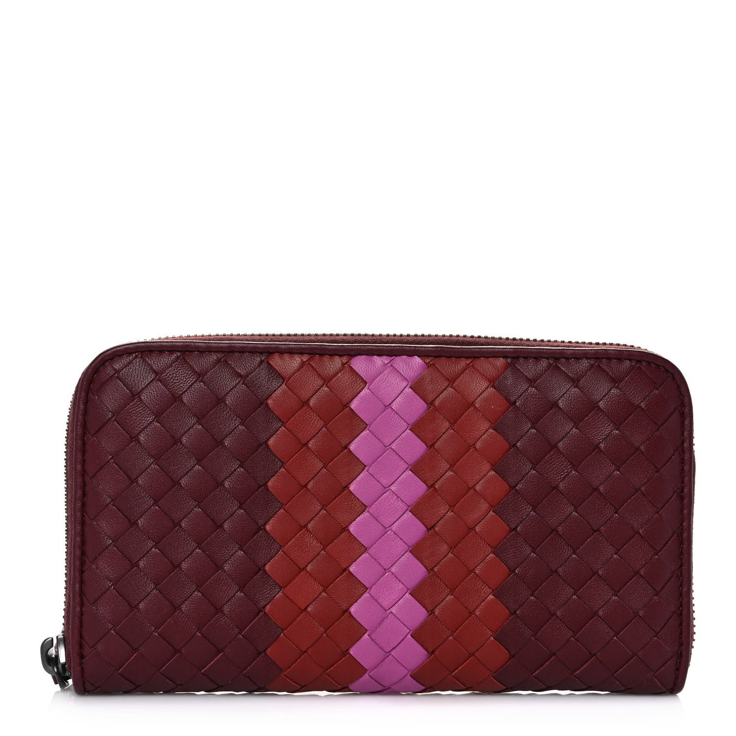 Nappa Intrecciato Zip Around Wallet Opera Pink