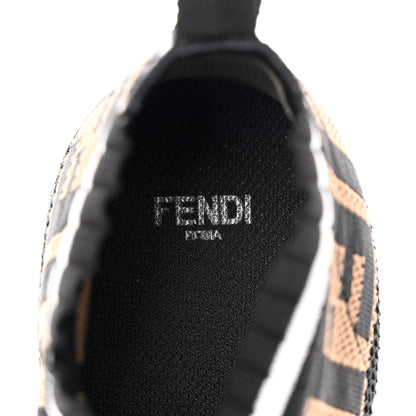 Fendi Stretch Yarn FF Stiff Band Rockoko Sneakers 37 Black White Tobacco 6 of 9