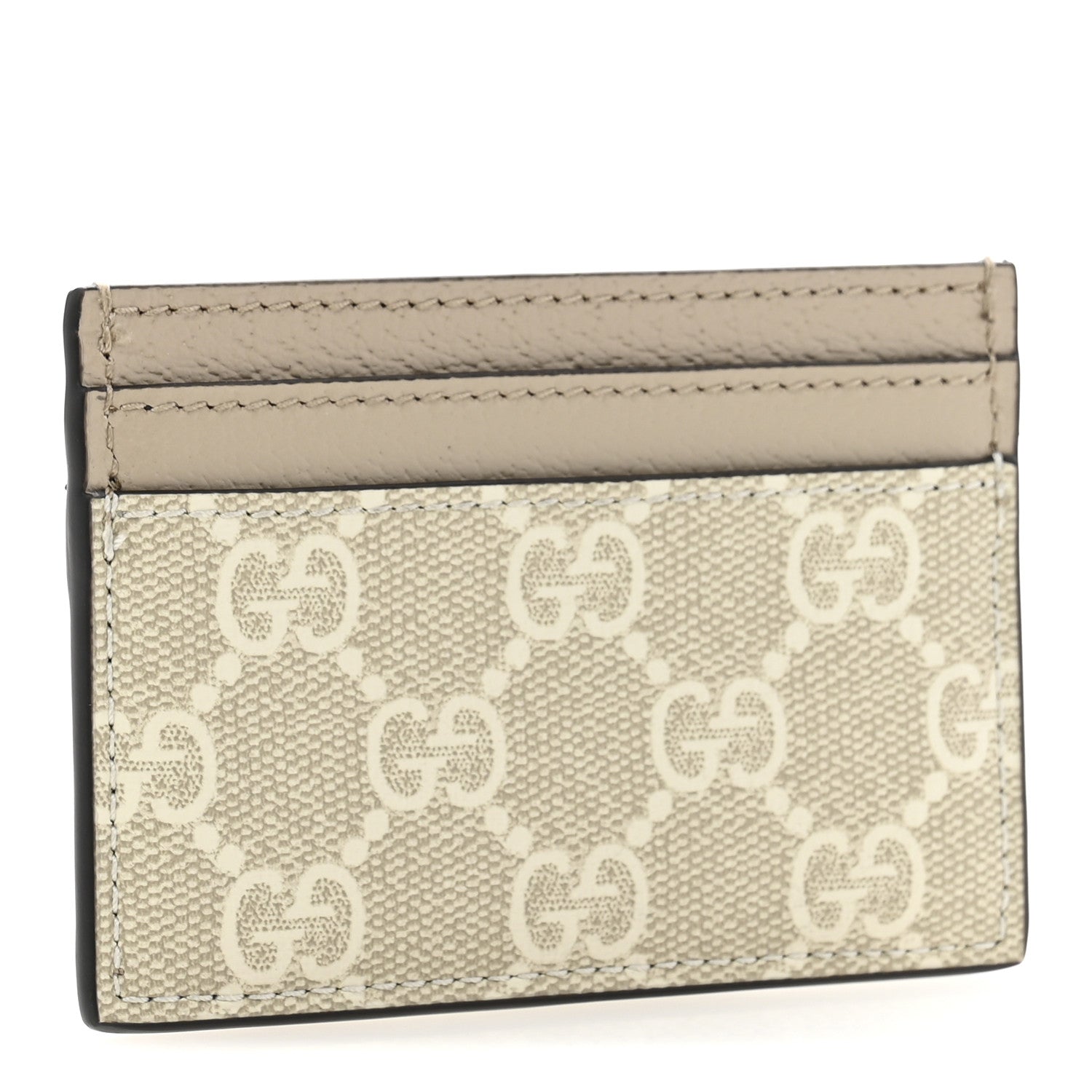 Gucci GG Supreme Monogram Textured Dollar Calfskin Web Ophidia Card Holder Beige Mystic White Oatmeal 3 of 8