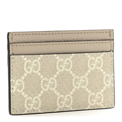 Gucci GG Supreme Monogram Textured Dollar Calfskin Web Ophidia Card Holder Beige Mystic White Oatmeal 3 of 8