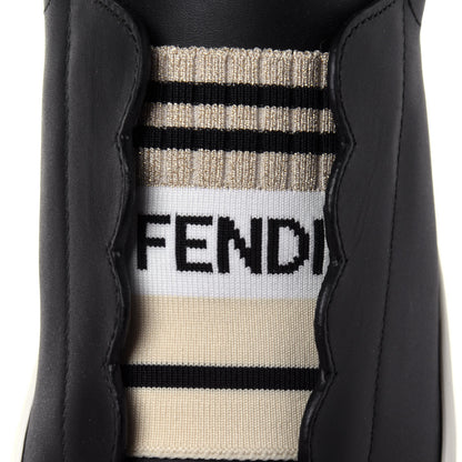 Fendi Vitello Lurex Rockoclick Slip On Sneakers 36 Black Gold 11 of 12