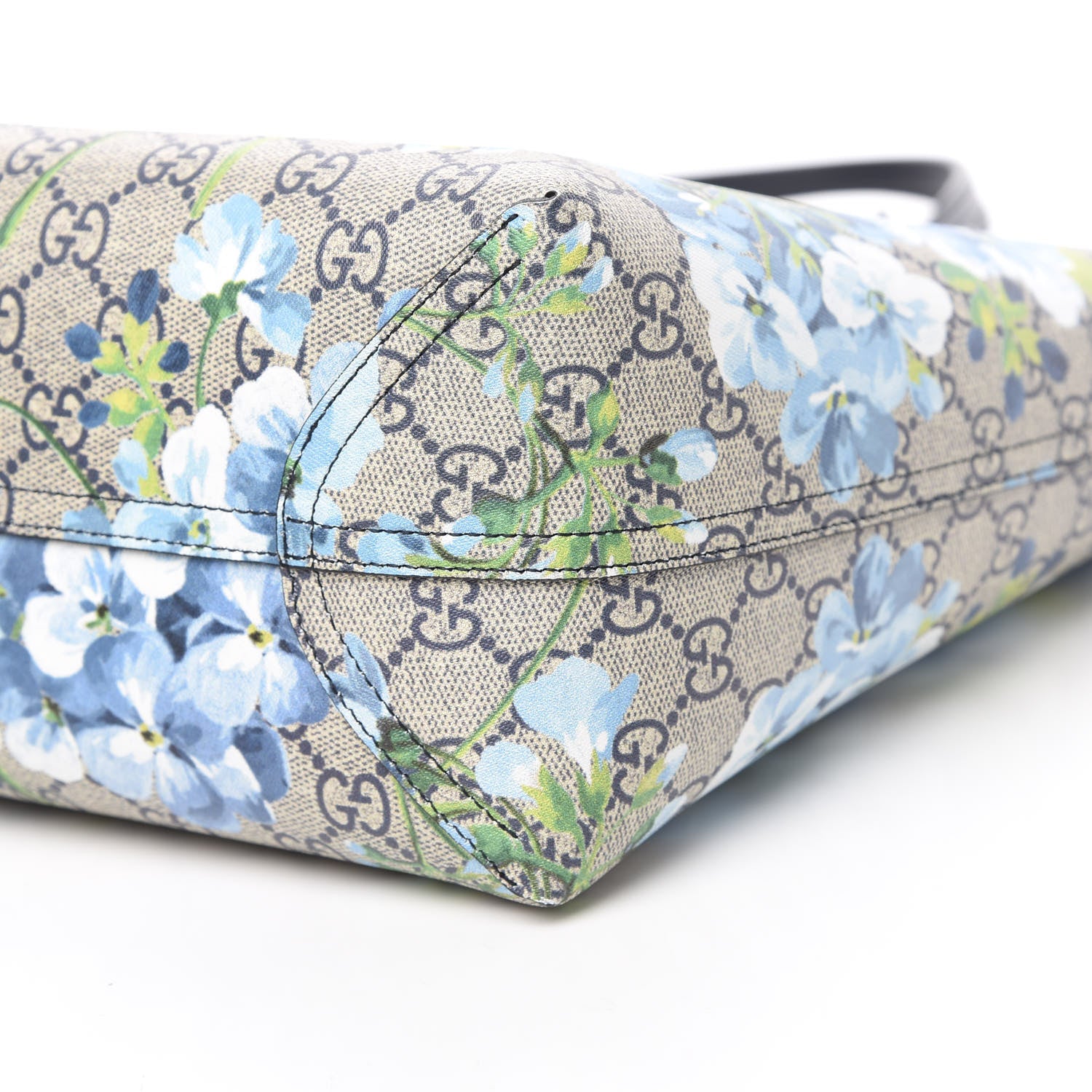 Gucci GG Supreme Monogram Blooms Medium Reversible Tote Beige Blue Navy 11 of 14