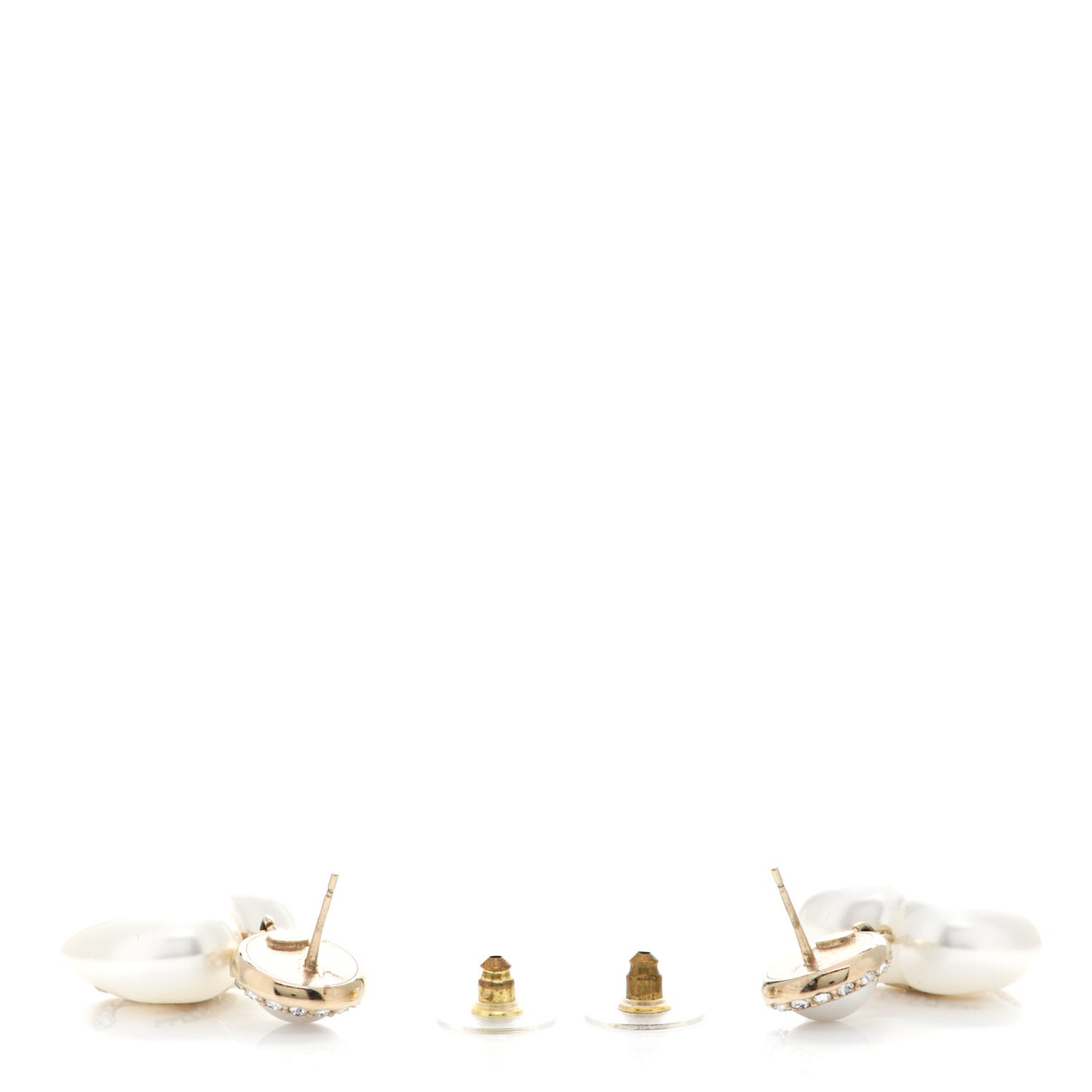 Pearl Crystal CC Heart Drop Earrings Gold