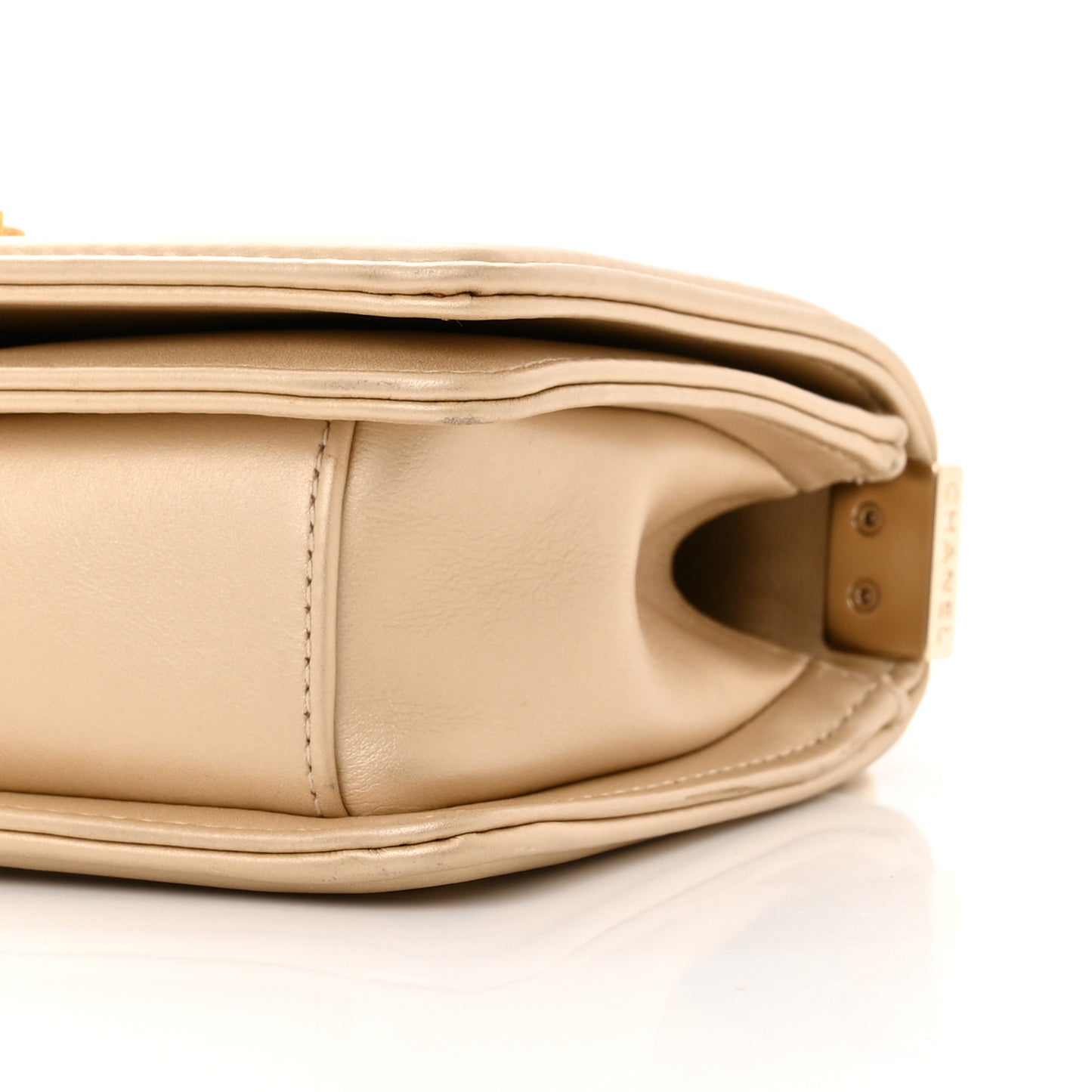 Snakeskin Calfskin Small Boy Flap Gold