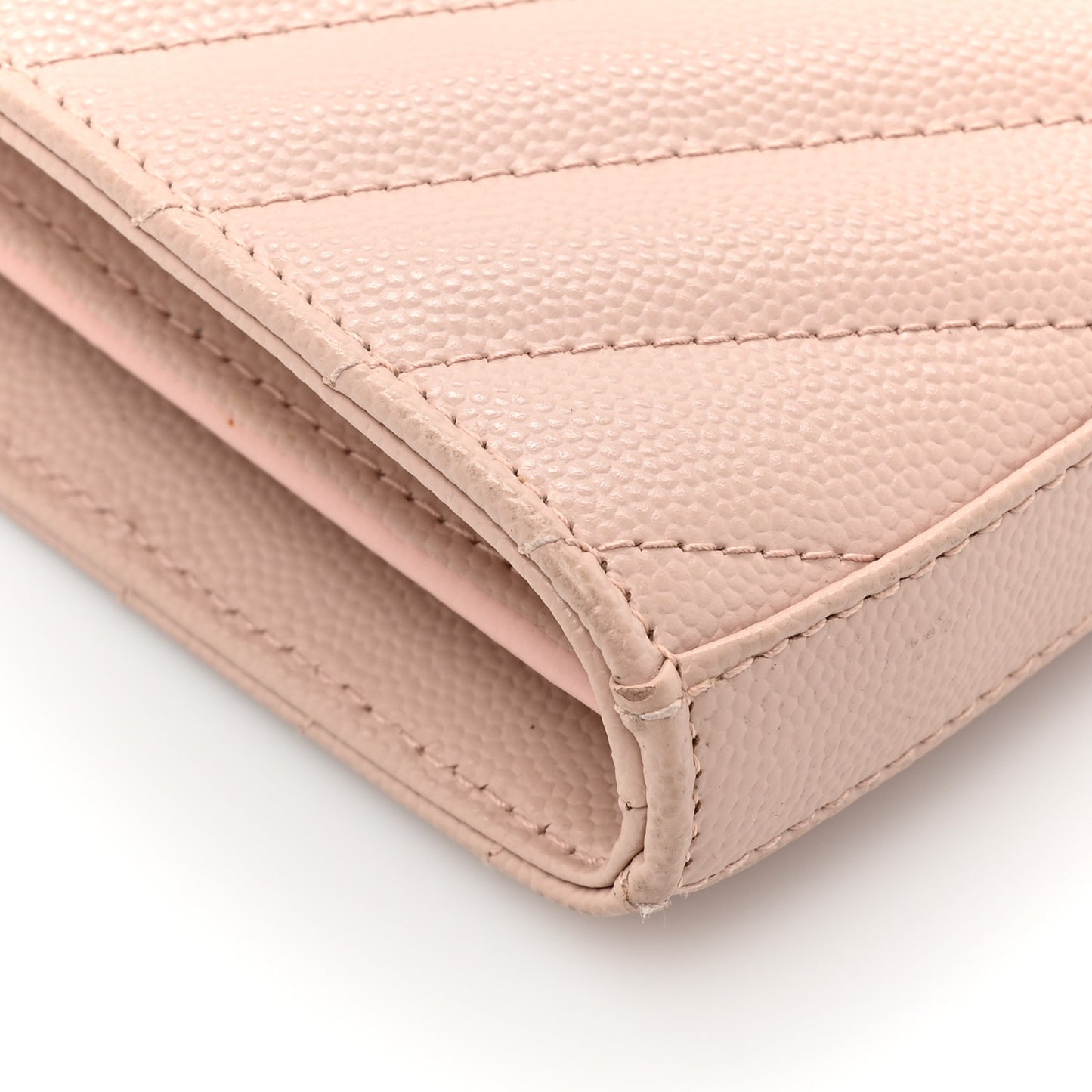 Grain De Poudre Matelasse Chevron Monogram Chain Wallet Pale Pink