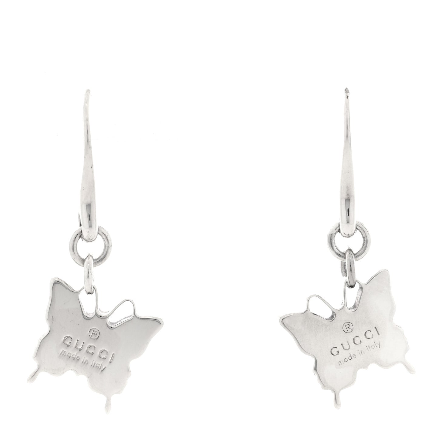 Sterling Silver Trademark Butterfly Drop Earrings