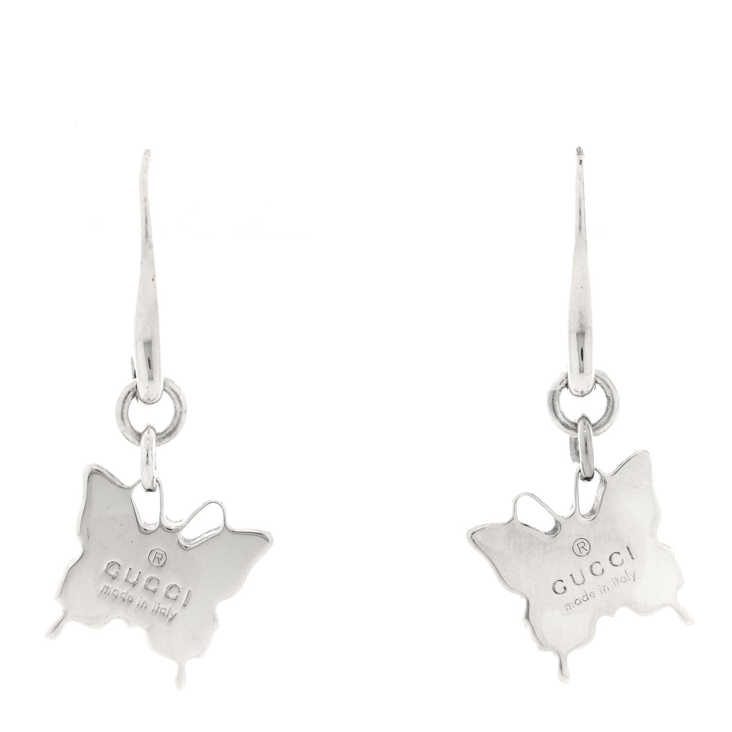 Gucci Sterling Silver Trademark Butterfly Drop Earrings 1 of 5