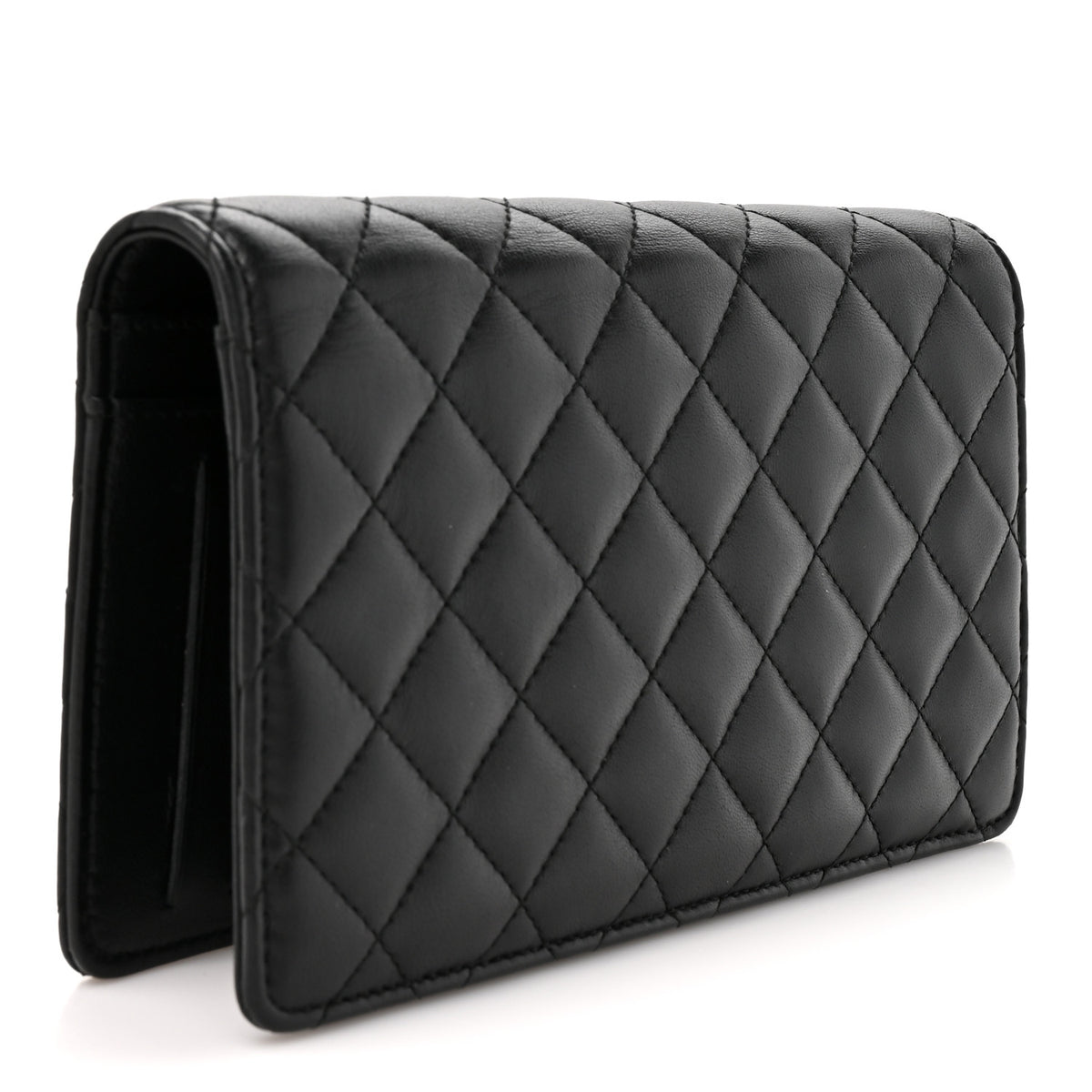 Chanel Lambskin Quilted Diamond CC Yen Wallet Black 3 of 10
