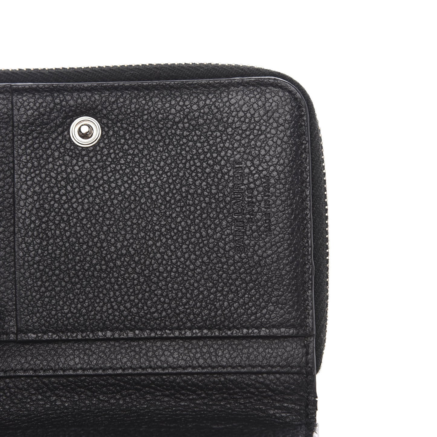 Grained Calfskin Rive Gauche Compact Zip Around Wallet Black