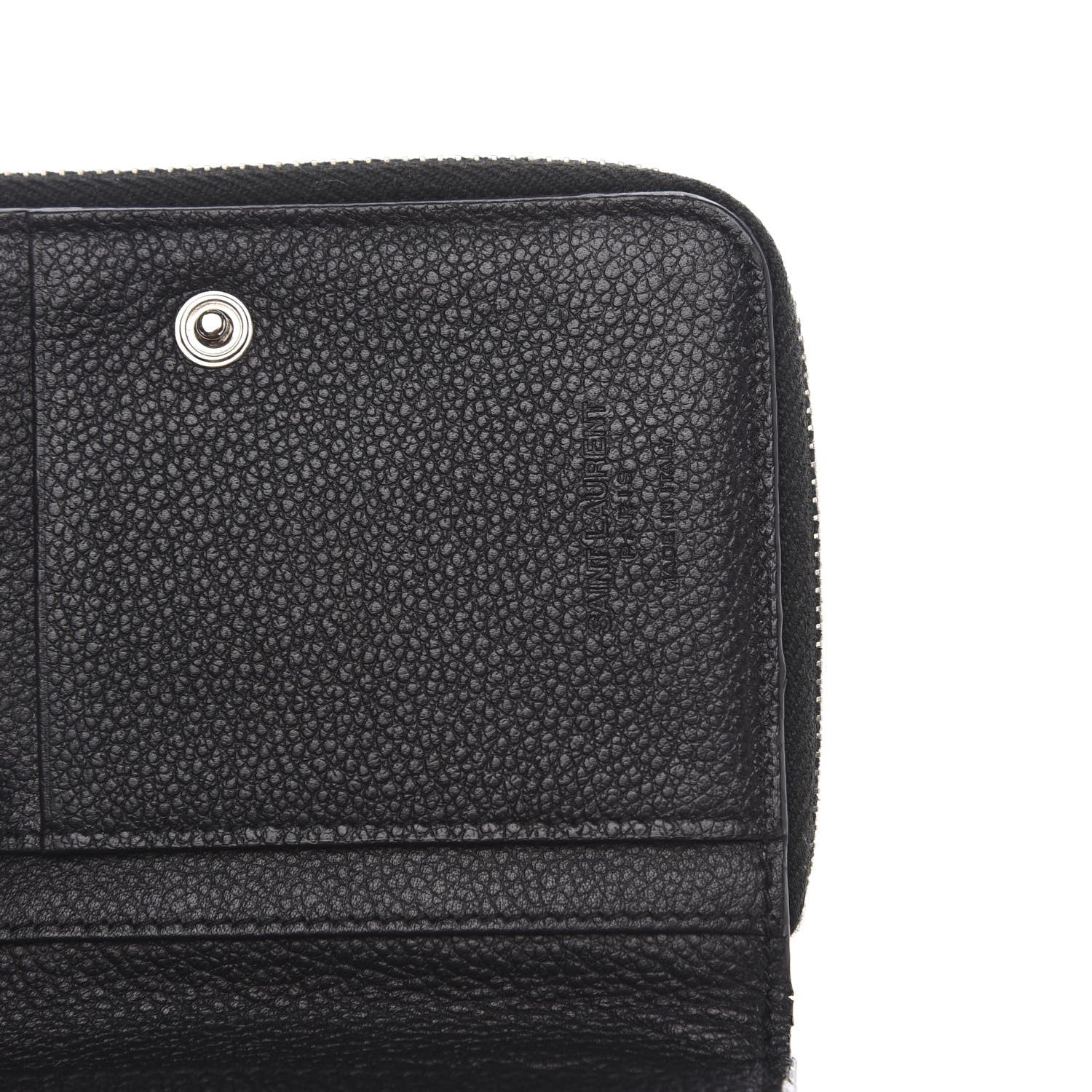 Saint Laurent Grained Calfskin Rive Gauche Compact Zip Around Wallet Black 8 of 9