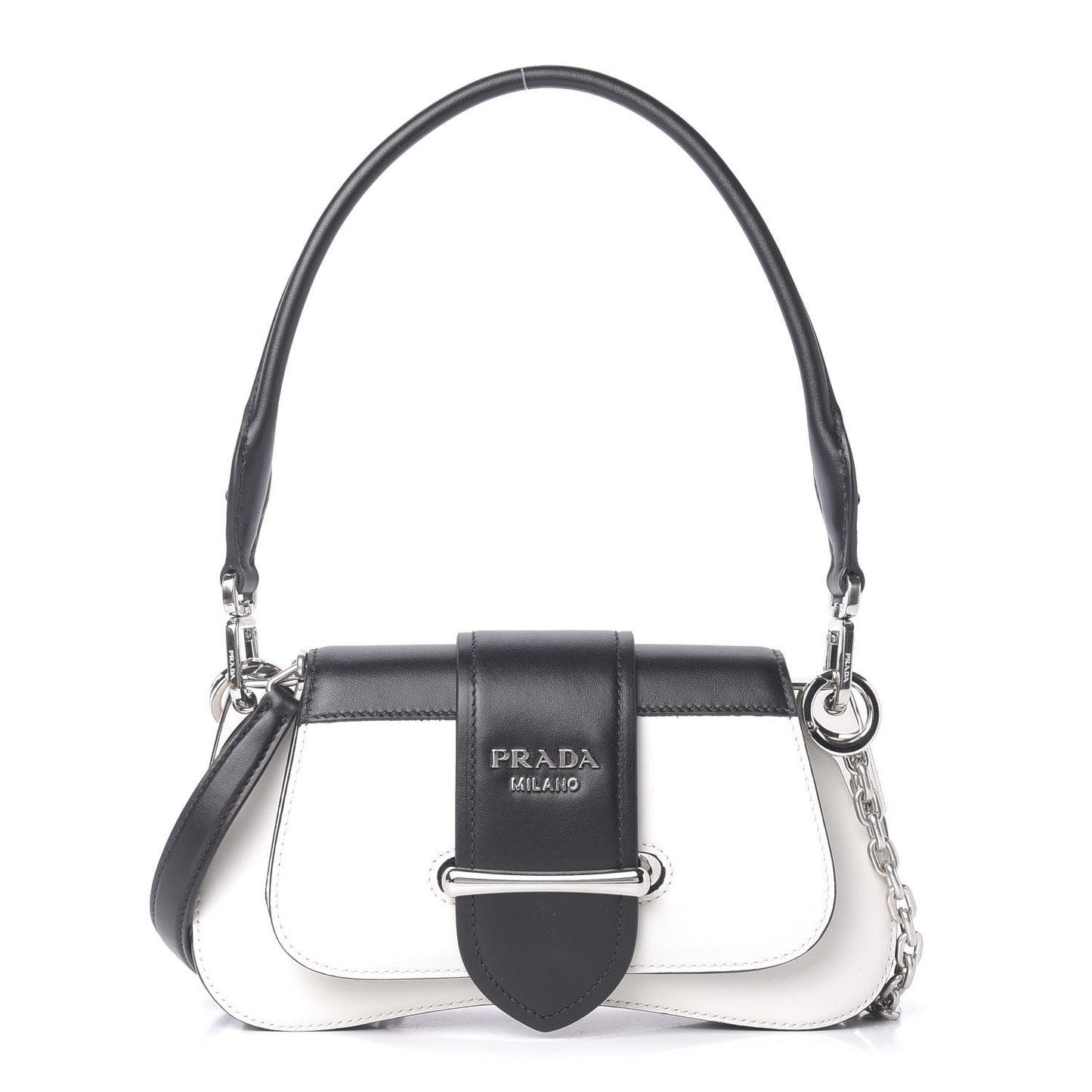 City Calfskin Sidonie Shoulder Bag White Black
