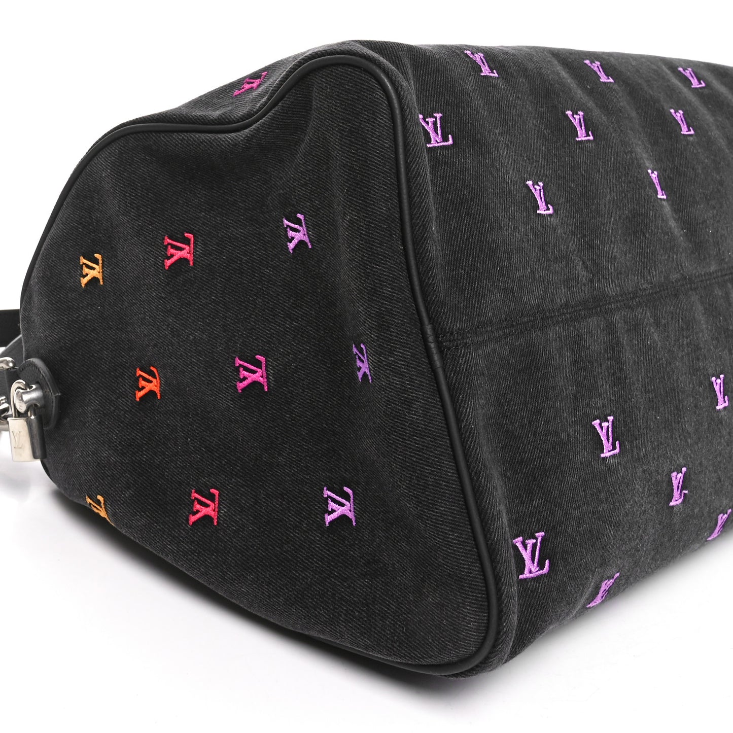 LV Blason Denim Calfskin Speedy Bandouliere 40 Black Gradient Orange