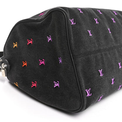 Louis Vuitton LV Blason Denim Calfskin Speedy Bandouliere 40 Black Gradient Orange 8 of 9