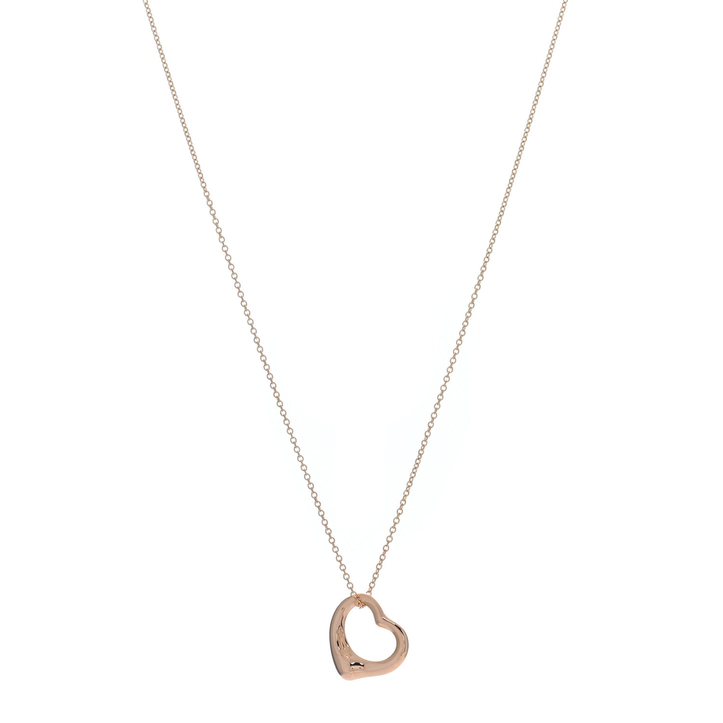 18K Rose Gold 16mm Elsa Peretti Open Heart Pendant Necklace