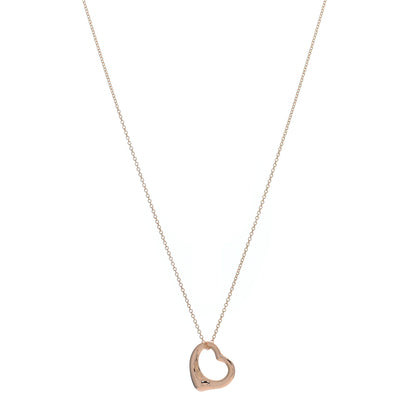 Tiffany 18K Rose Gold 16mm Elsa Peretti Open Heart Pendant Necklace 1 of 5