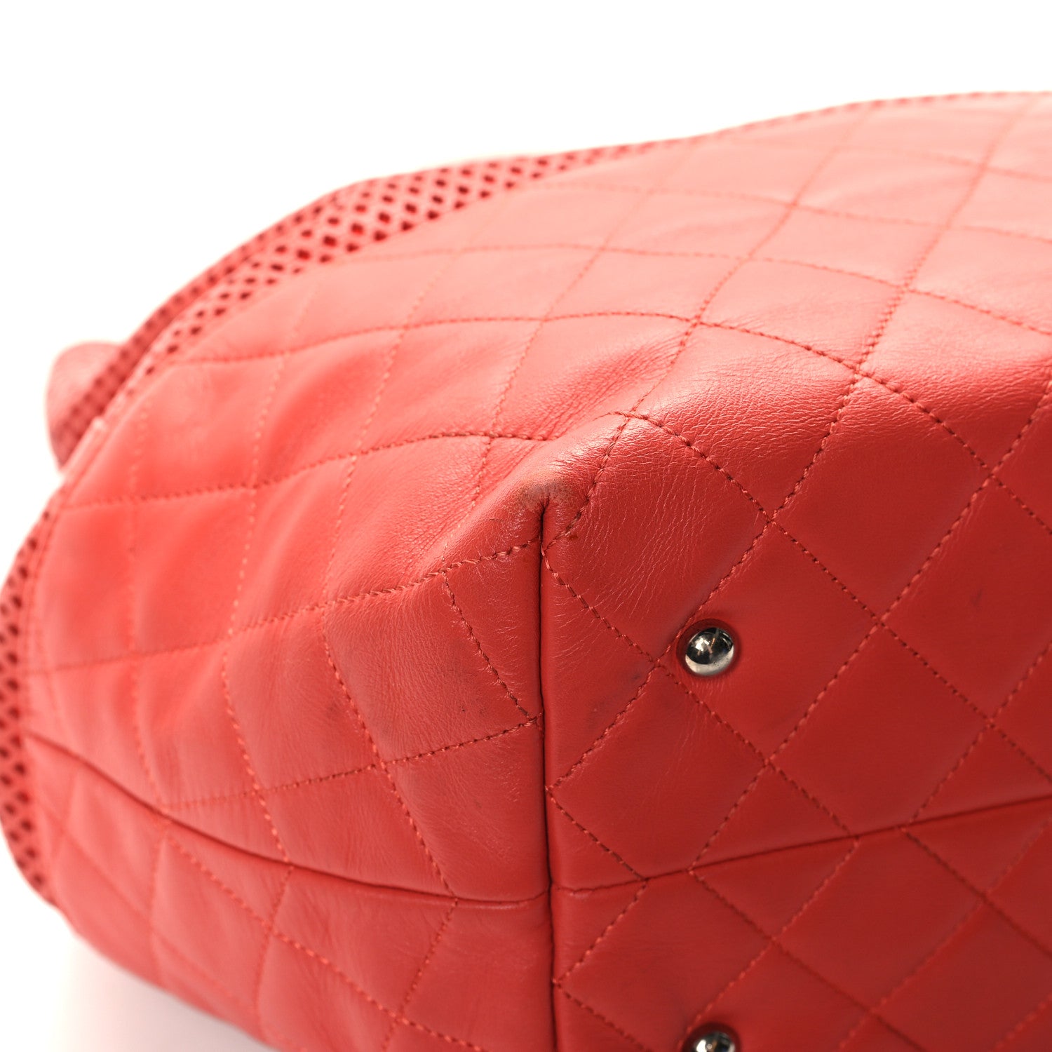 Chanel Calfskin Perforated Up In The Air North South Tote Red 9 of 14