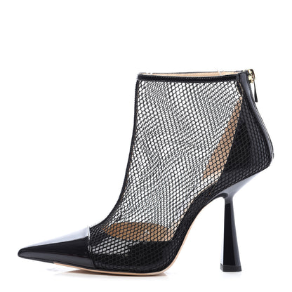 Jimmy Choo Mesh Patent Kix 100 Boots 38 Black 1 of 7