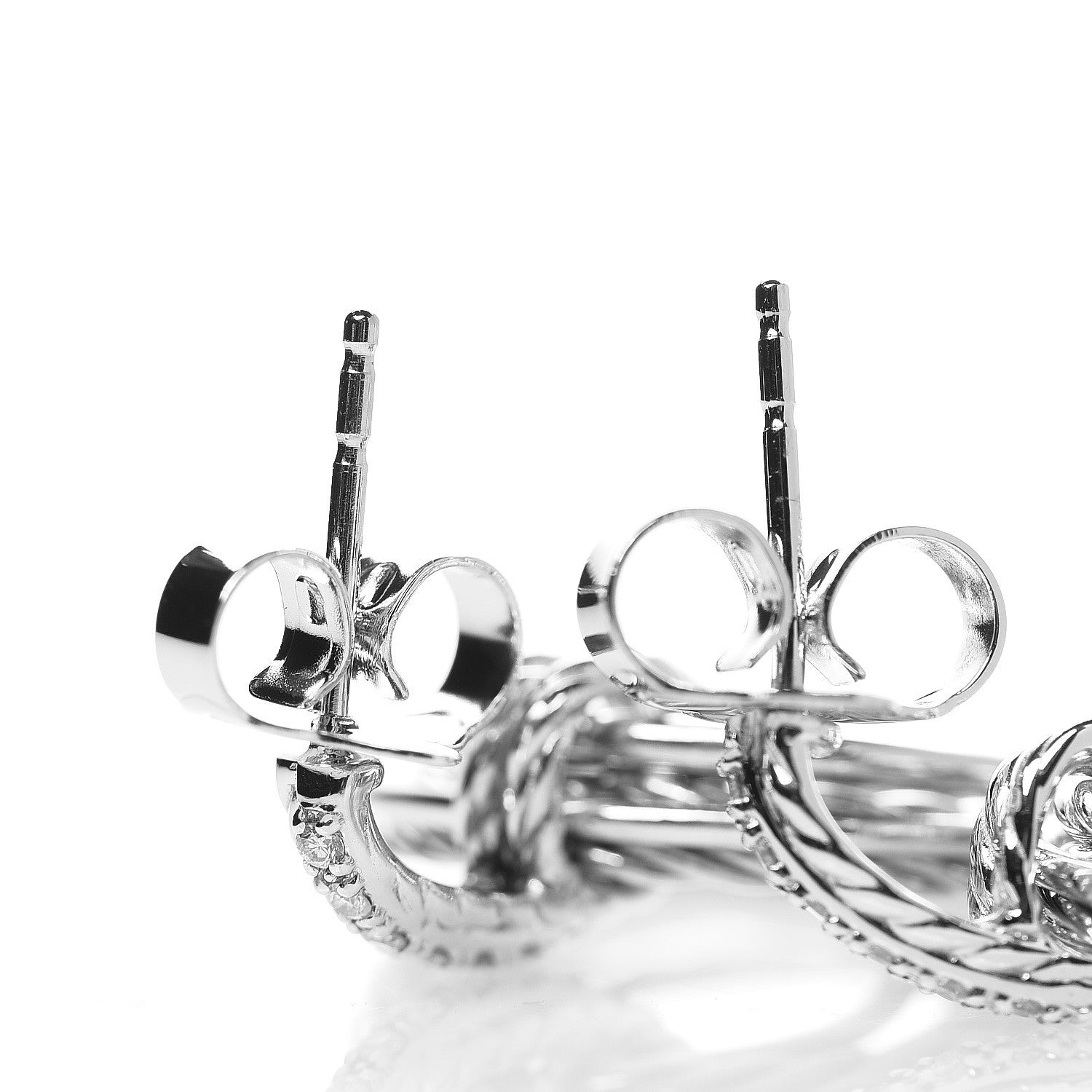 David Yurman Sterling Silver Diamond Crossover Drop Earrings 2 of 3
