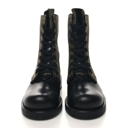 Louis Vuitton Canvas Calfskin Metropolis Flat Ranger Boot 36 Khaki Green 2 of 8