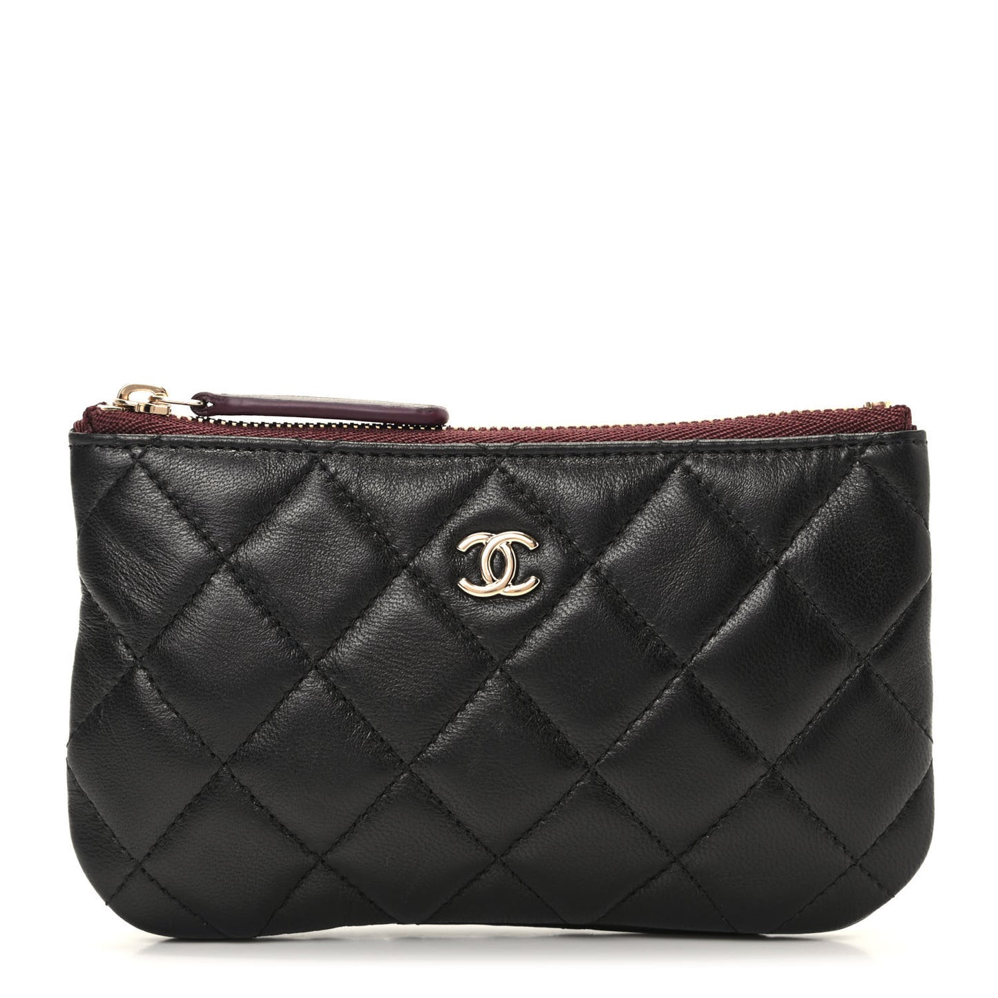 Lambskin Quilted Small Cosmetic Case Black