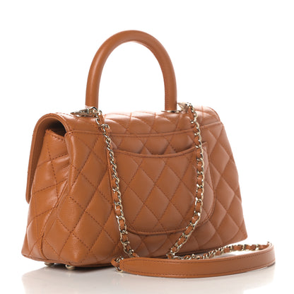 Chanel Caviar Quilted Mini Coco Handle Flap Light Brown 3 of 10