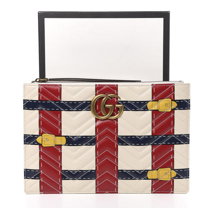 Gucci Calfskin Matelasse Trompe L'Oeil Print GG Marmont Zip Pouch White 8 of 8