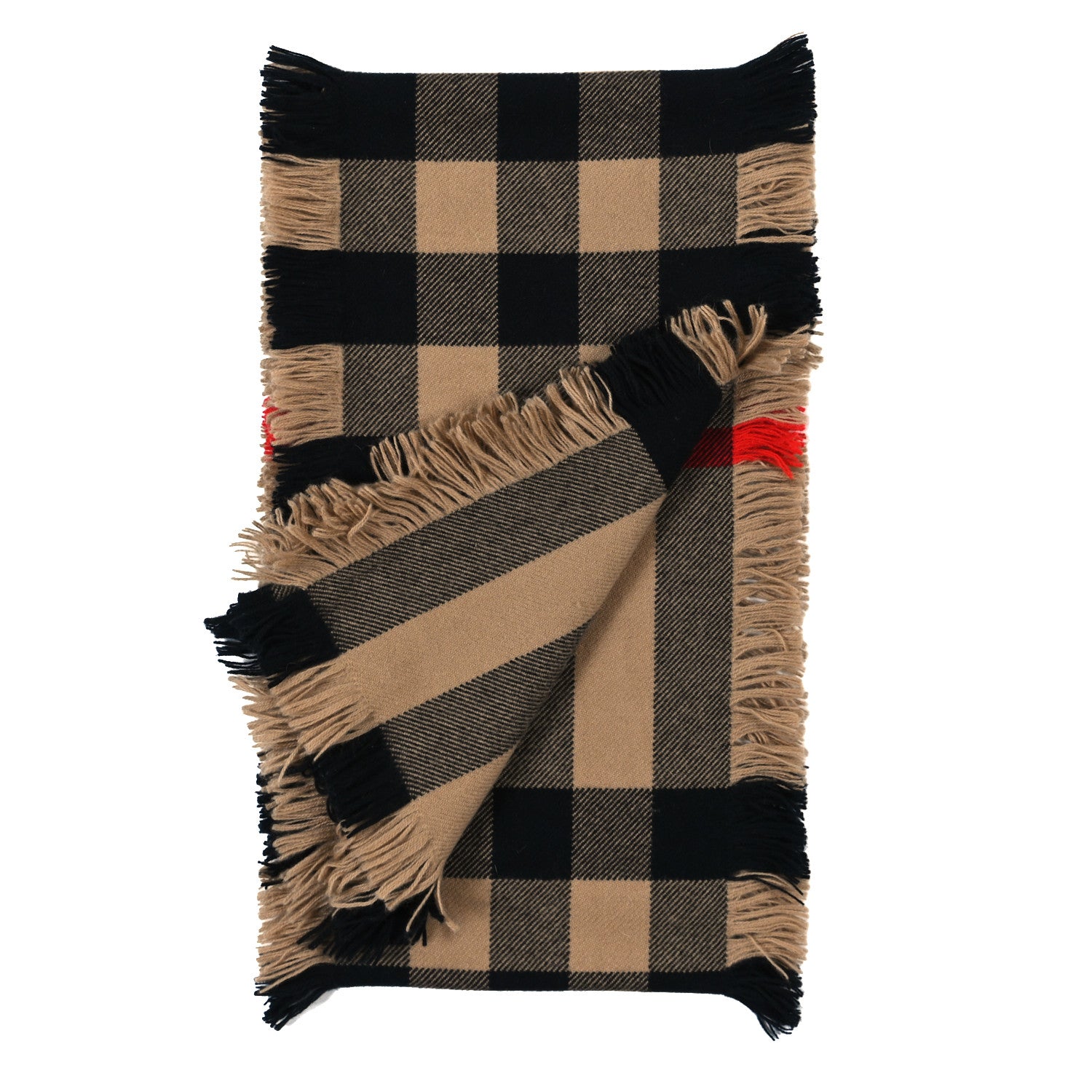 Burberry Wool Check Happy Fringe Scarf Beige 3 of 4
