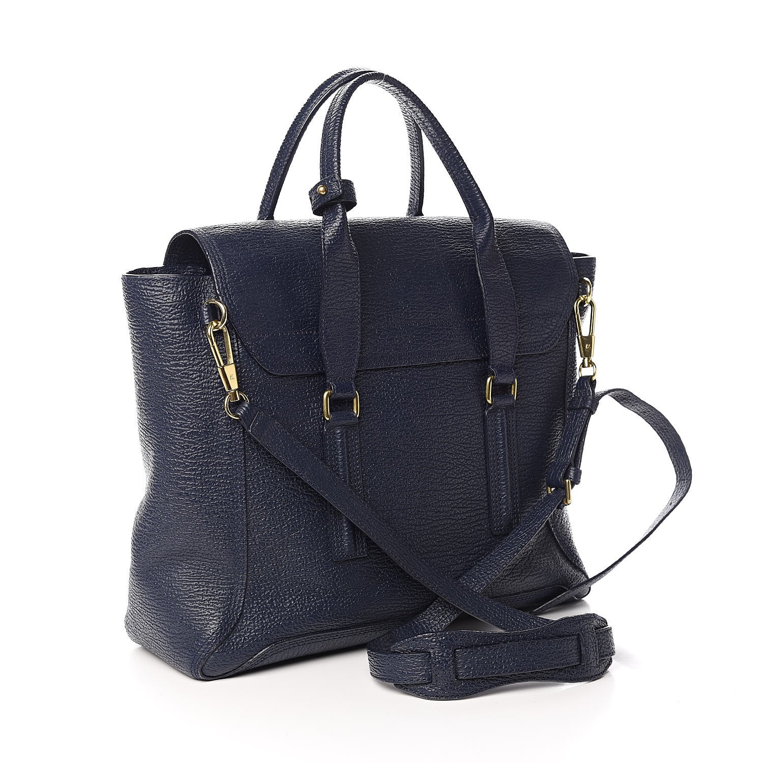 3.1 Phillip Lim 3.1 Textured Calfskin Large Pashli Satchel Ink 3 of 10