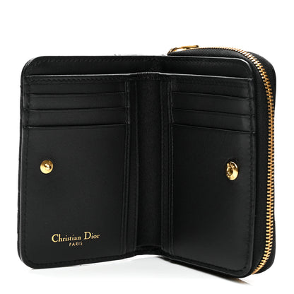 Christian Dior Grained Calfskin Supple Cannage Caro Scarlet Zipped Wallet Black 5 of 8