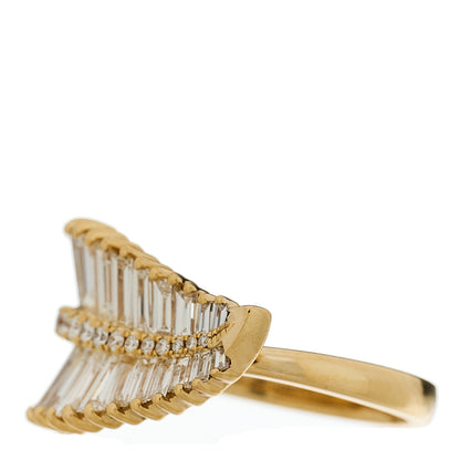 Anita Ko 18K Yellow Gold Diamond Sideways Palm Leaf Ring 53 6.5 3 of 7