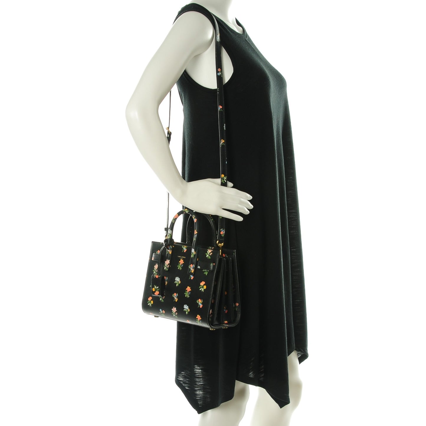 Calfskin Prairie Printed Nano Sac De Jour Black