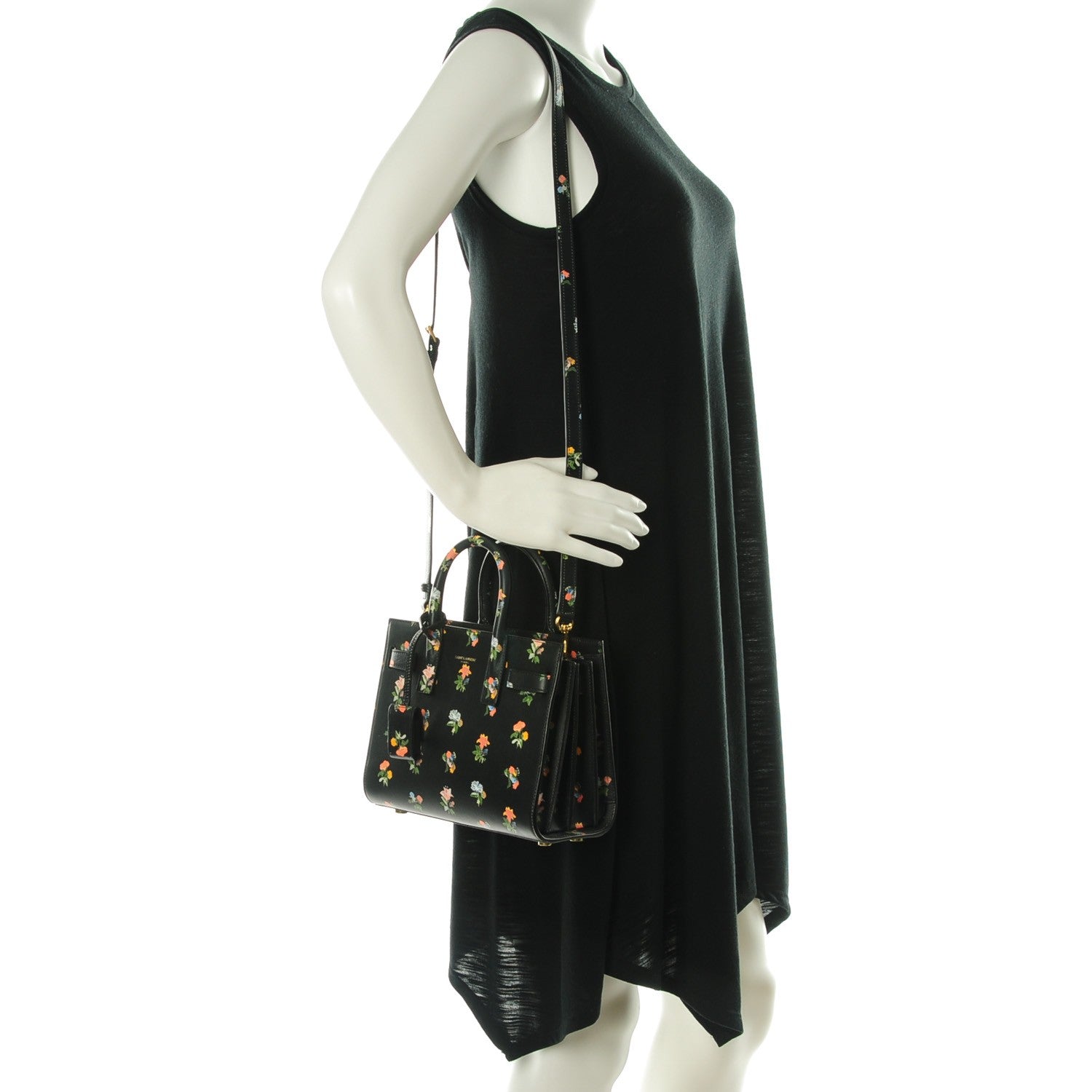 Saint Laurent Calfskin Prairie Printed Nano Sac De Jour Black 2 of 7