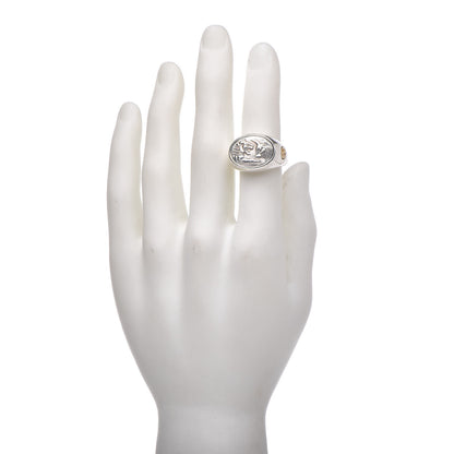 David Yurman Sterling Silver 22K Yellow Gold Lion and Goat Petrvs Ring 59 9 2 of 5