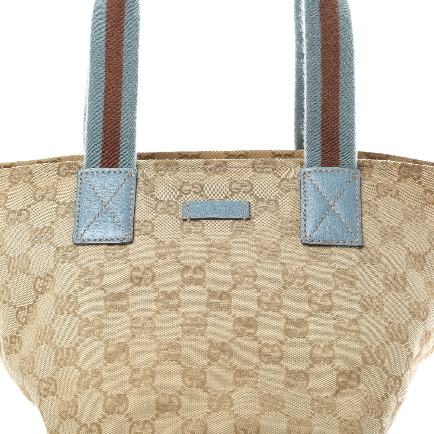 GG Monogram Small Web Handle Bucket Tote Blue