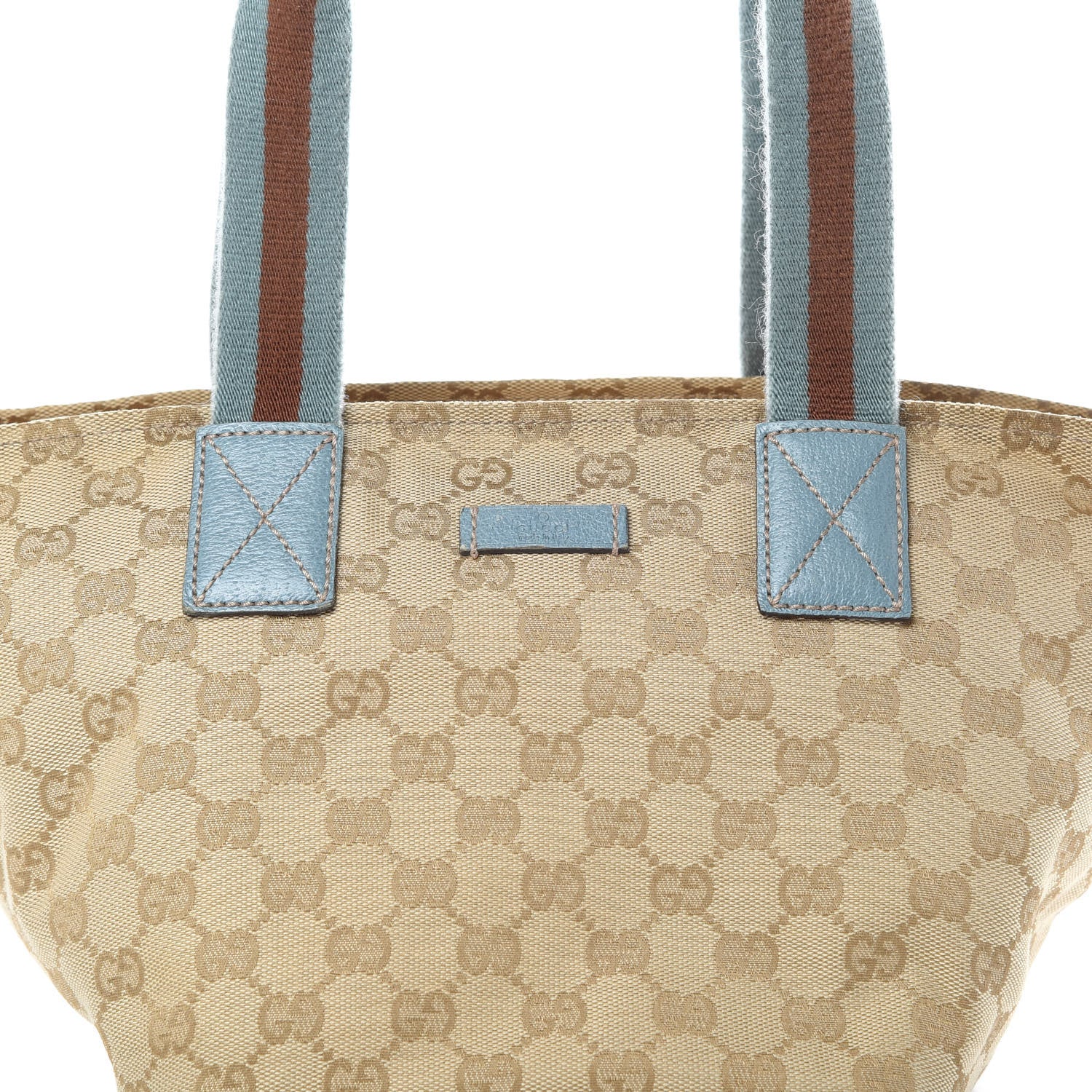 Gucci GG Monogram Small Web Handle Bucket Tote Blue 8 of 15