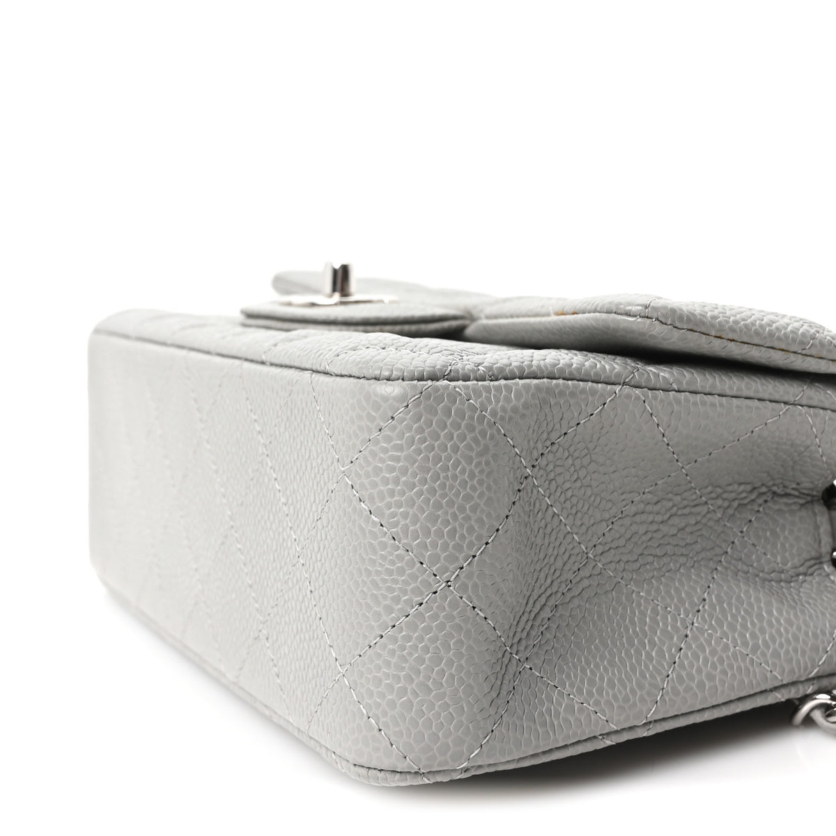 Chanel Caviar Quilted Mini Rectangular Flap Light Grey 10 of 11