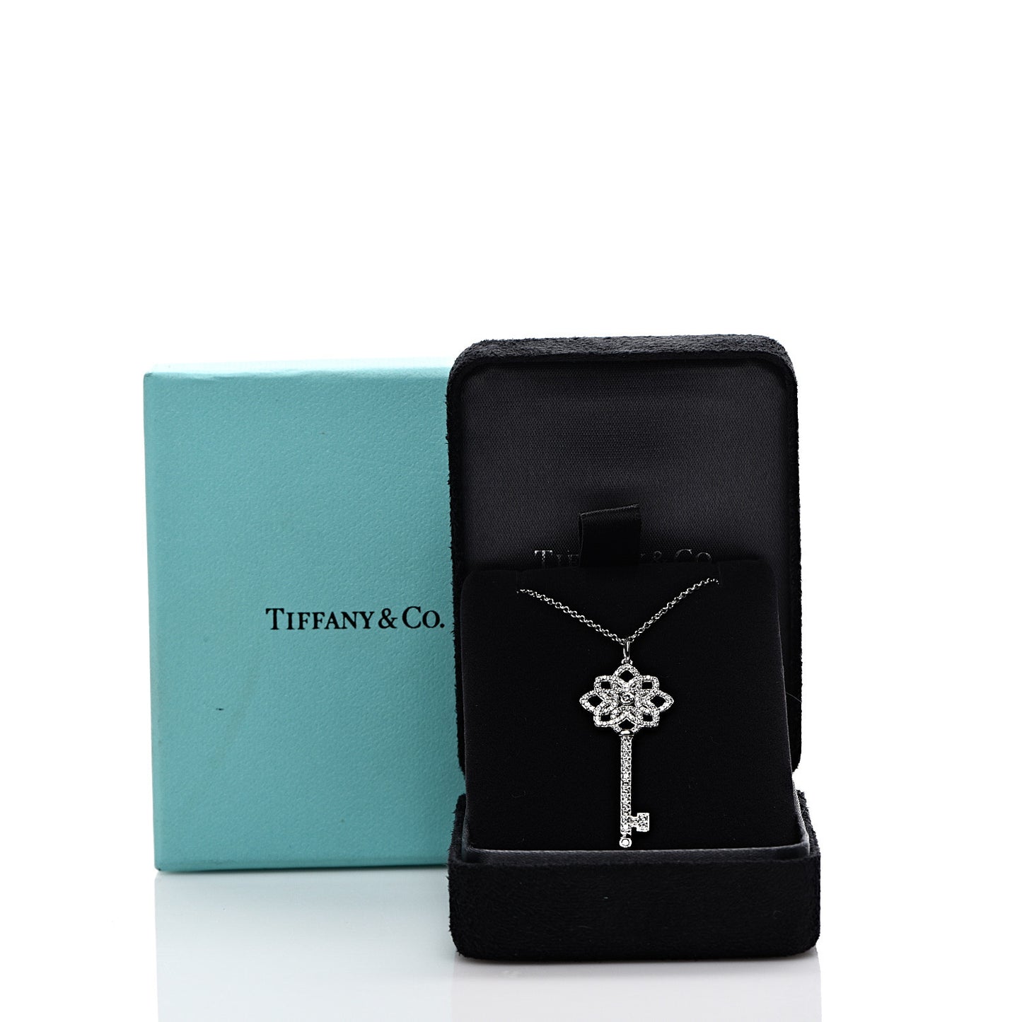 Platinum Diamond Medium Woven Key Pendant Necklace
