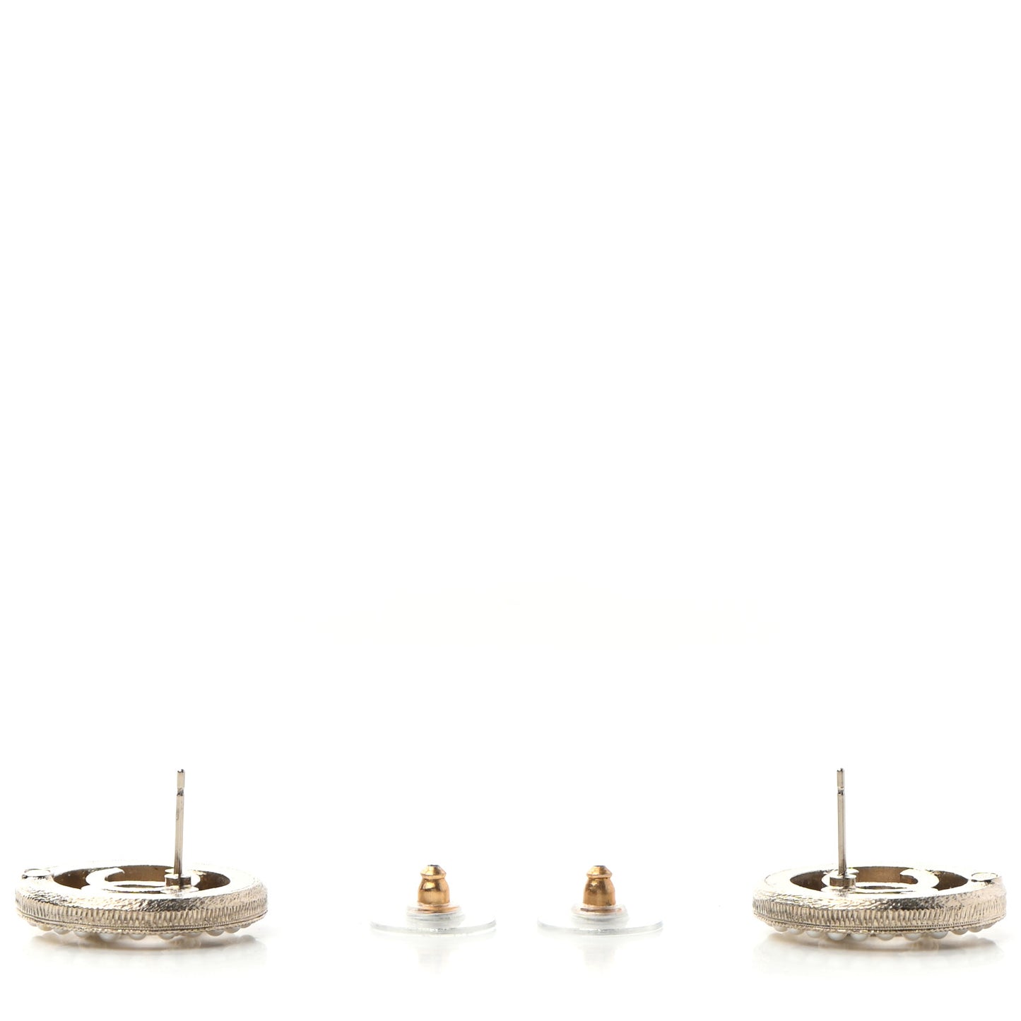 Pearl CC Round Earrings Gold