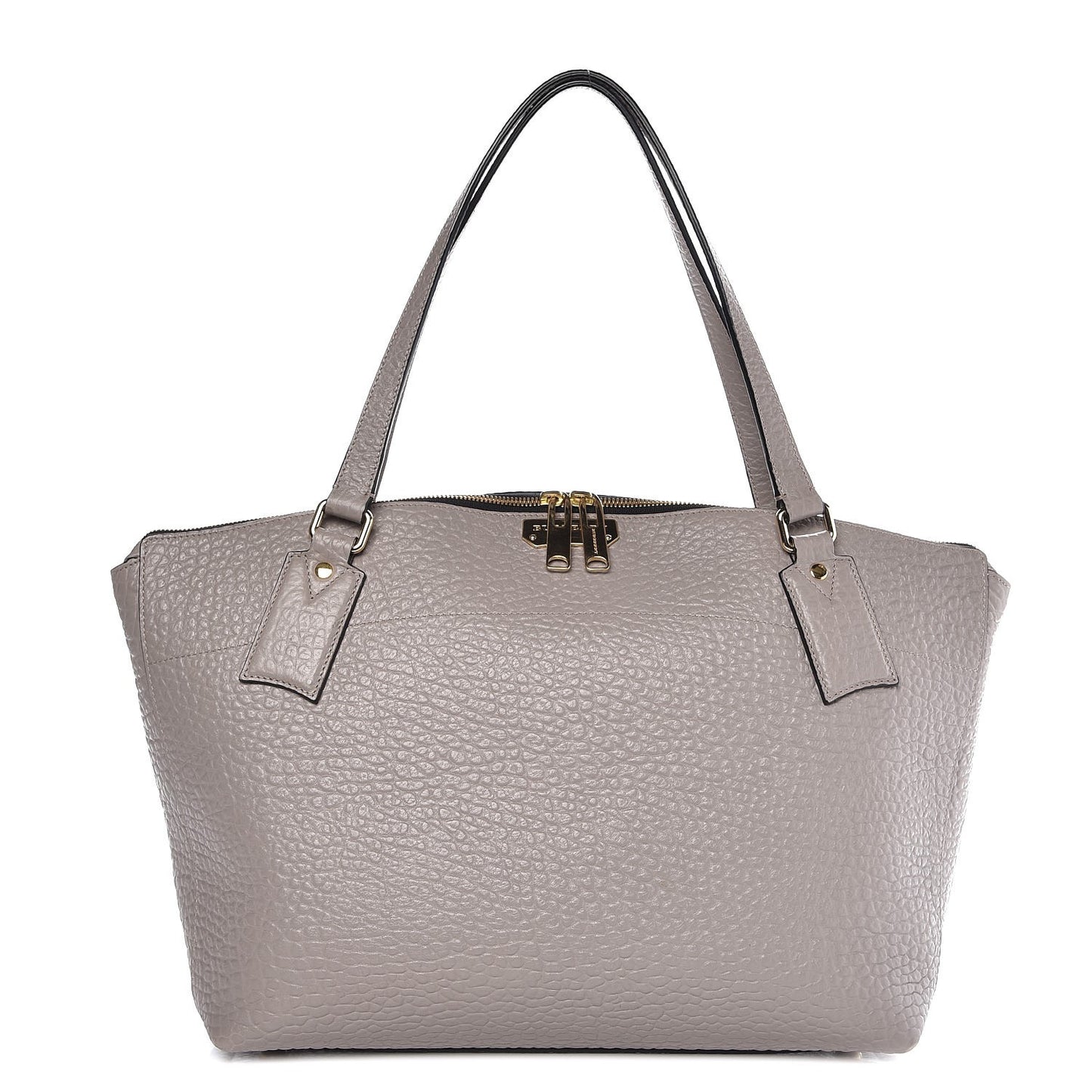 Signature Grain Calfskin Medium Welburn Tote Pale Grey