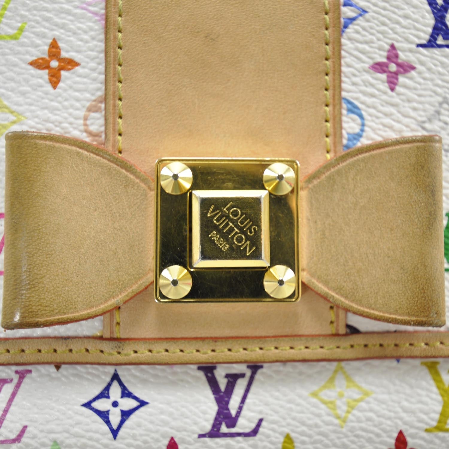 Louis Vuitton Monogram Multicolor Sarah Noeud Wallet White Litchi 6 of 7