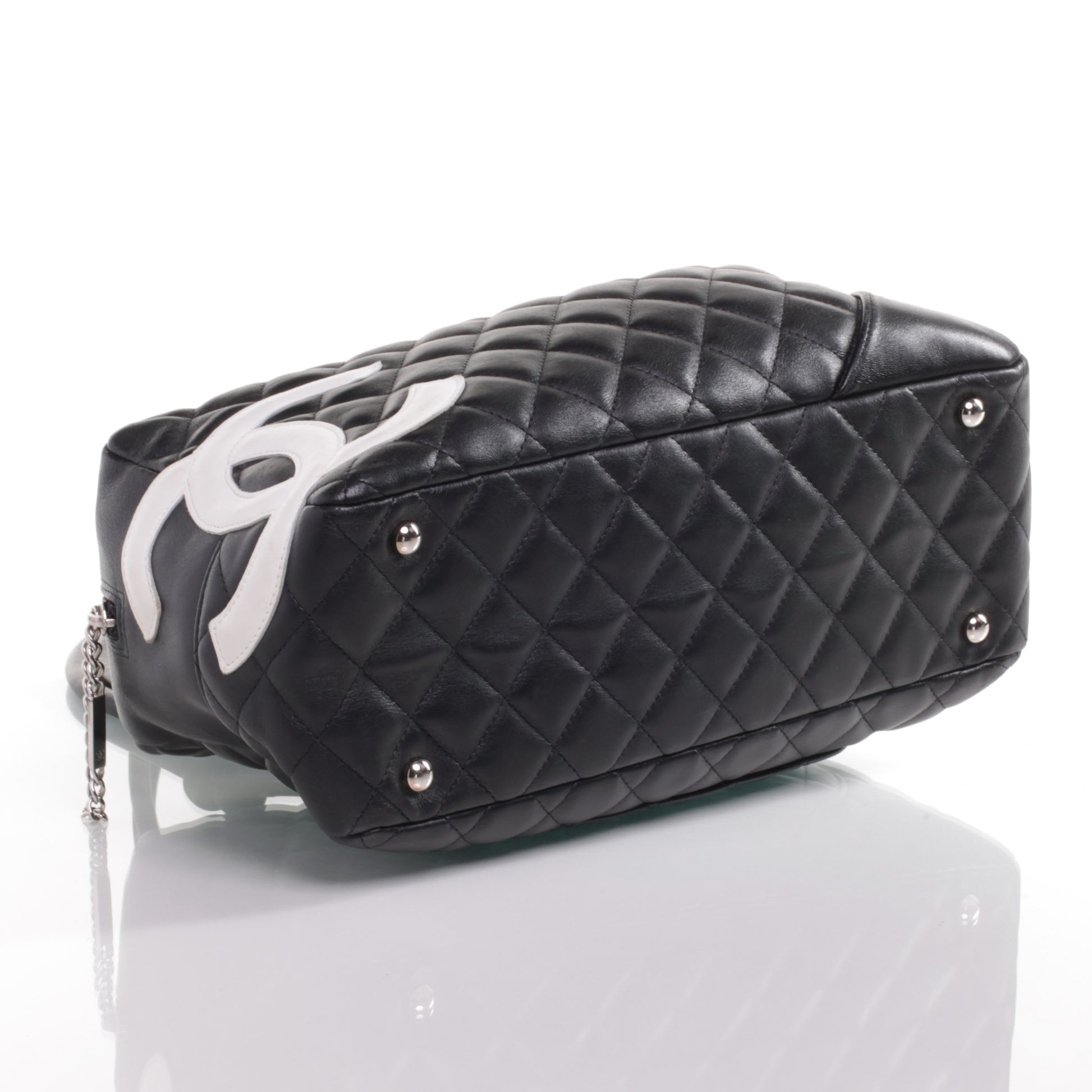 Chanel Calfskin Quilted Large Cambon Bowler Black White 4 of 7