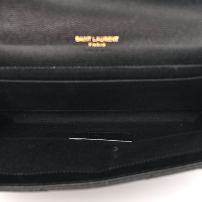 Saint Laurent Grain De Poudre Matelasse Chevron Monogram Envelope Clutch Black 5 of 12