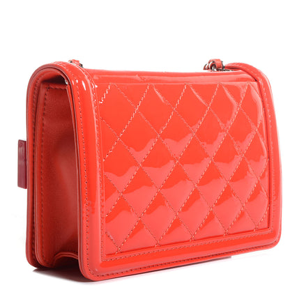 Chanel Plexiglass Patent Mini Boy Brick Flap Orange Red 3 of 7