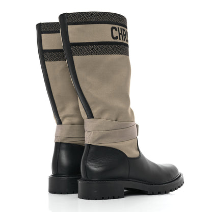 Christian Dior Technical Fabric Calfskin D-Major Boots 37 Taupe Black 4 of 8