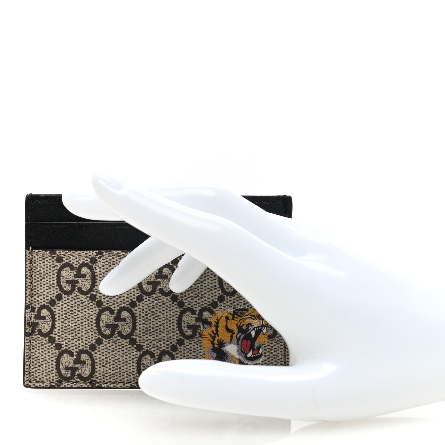 Gucci GG Supreme Monogram Tiger Print Zip Around Card Case Black 2 of 7