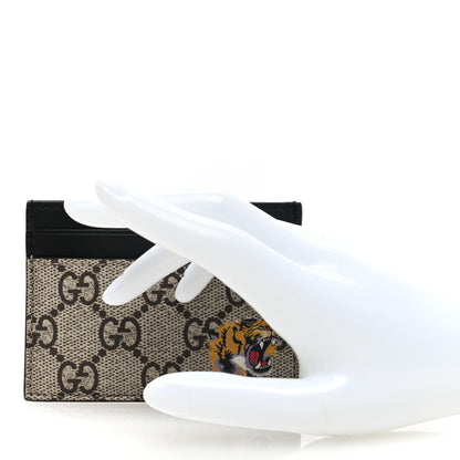 Gucci GG Supreme Monogram Tiger Print Zip Around Card Case Black 2 of 7