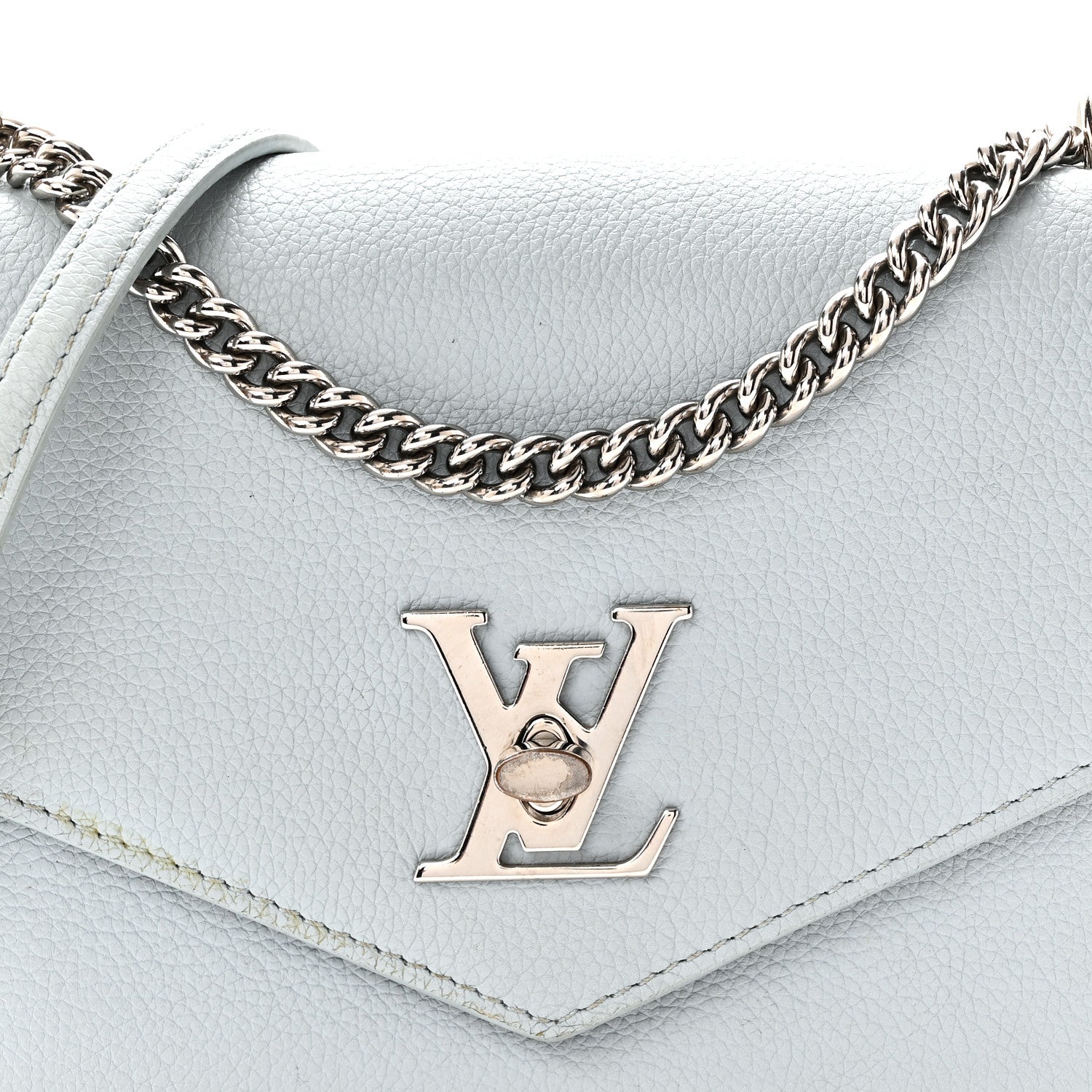 Louis Vuitton Soft Calfskin Mylockme Chain Bag BB Olympe Blue 7 of 9